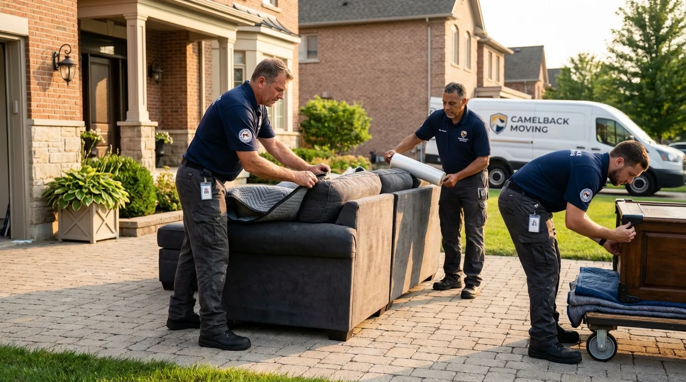 Large estate moving crew wrapping furniture in Edcouch, TX