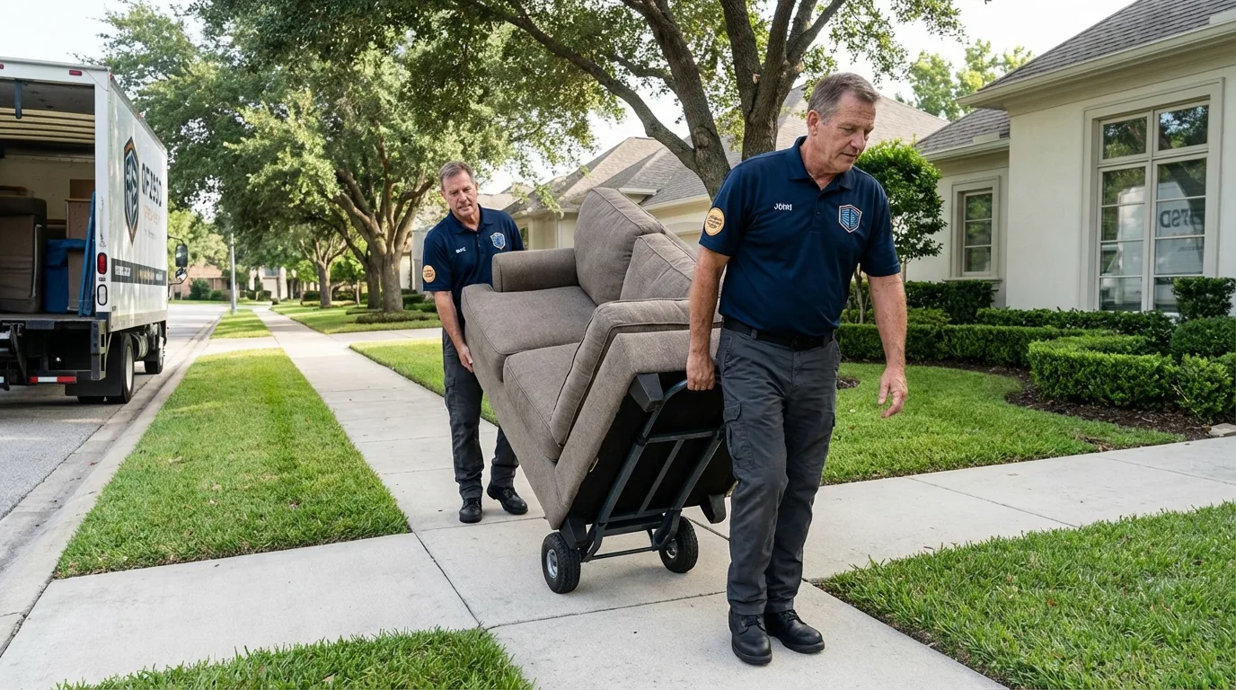 Local residential moving crew loading furniture in Edcouch, TX